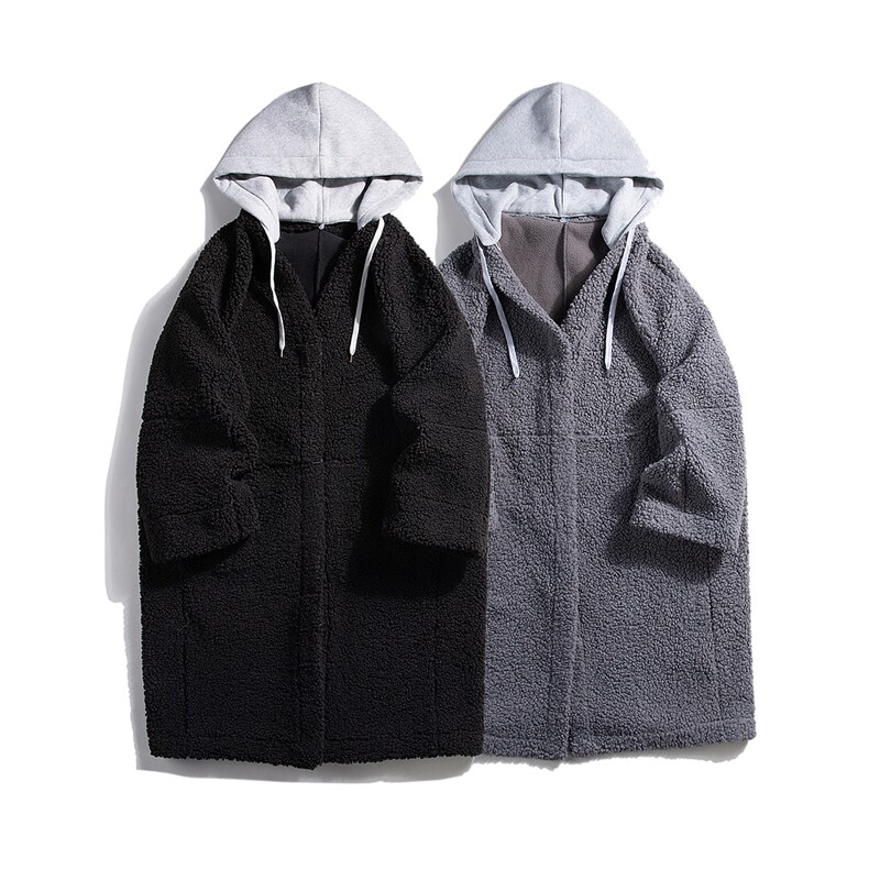 白底假两件中长款连帽棉衣男情侣羊羔毛外套男YG7502P125控168，男装棉衣，星座226-1