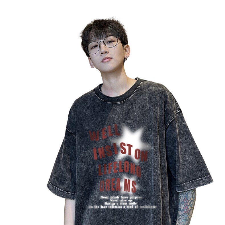 直播品质240克重磅水洗做旧无袖背心t恤男女SXT452-P32,男装T恤,电商B371