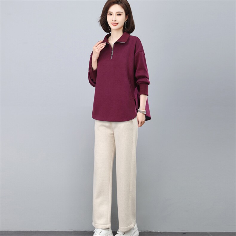 三年不下架2024年新款冬季时尚加绒加厚卫衣休闲两件套女大脚裤女,女装套装/套裙,璐依舞