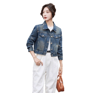 早秋新款牛仔外套女2024休闲韩版时尚刺绣蝴蝶结烫钻洋气百搭上衣图片