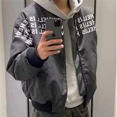 春秋扎染棒球服夹克高街字母印花机车皮衣情侣外套A964-P49，男装夹克，星座208-5