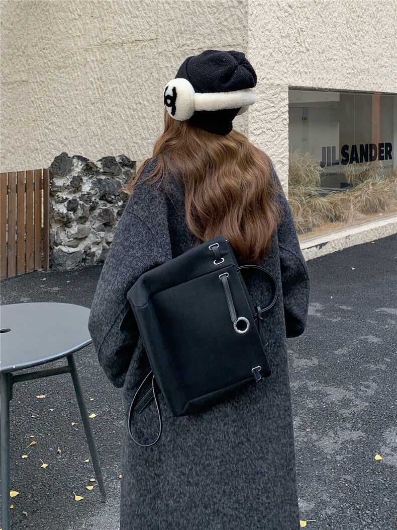 现货新款韩范中长款过膝双面羊绒大衣黑灰色高端毛呢外套女装,女装双面呢大衣,网红馆