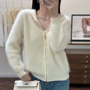 2025年秋季通勤通勤时尚百搭通勤简约休闲拉链帽衫，女装羊绒衫，仟禧羊绒