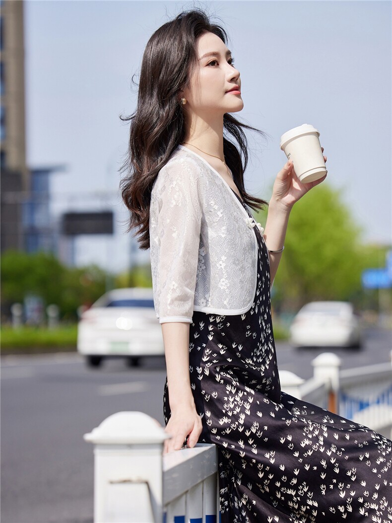 2026年夏装新款披肩搭配连衣裙空调衫,女装蕾丝衫/雪纺衫,婵米儿