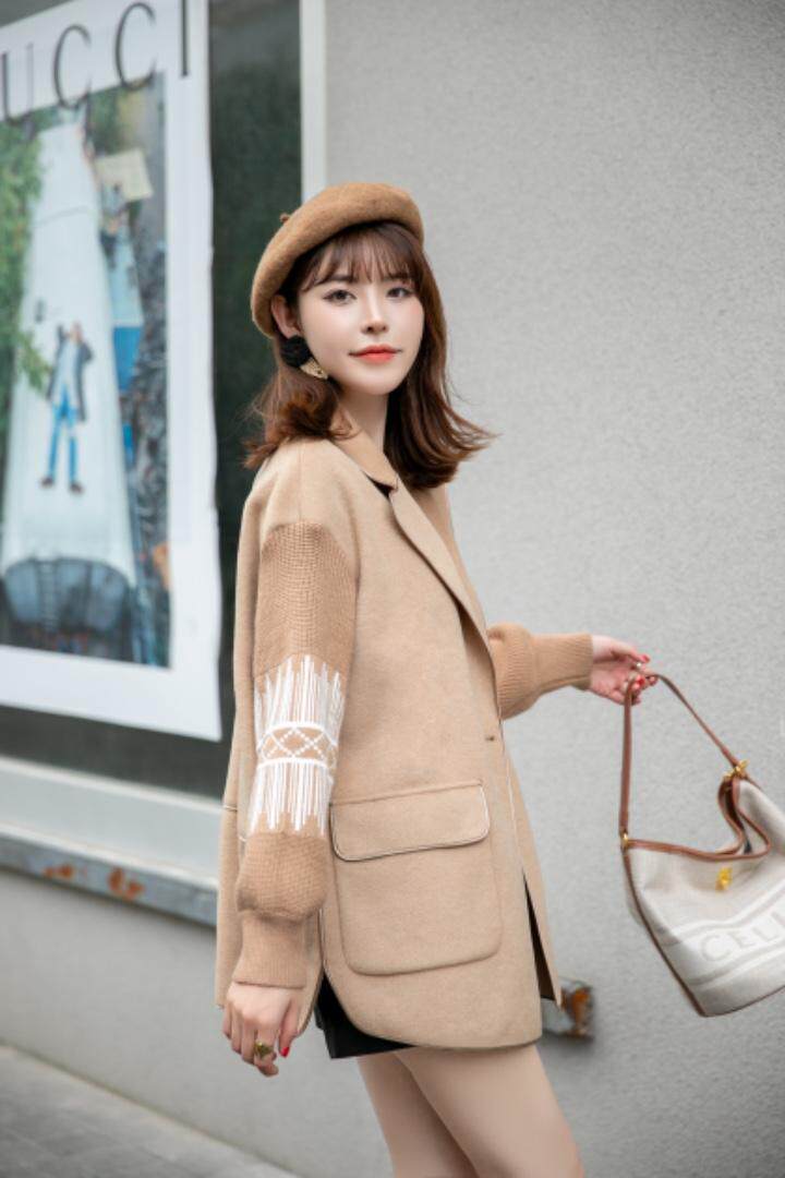 现货供应：双面羊绒拼接针织毛衫袖外套M一XL，其它，拉思维加丝