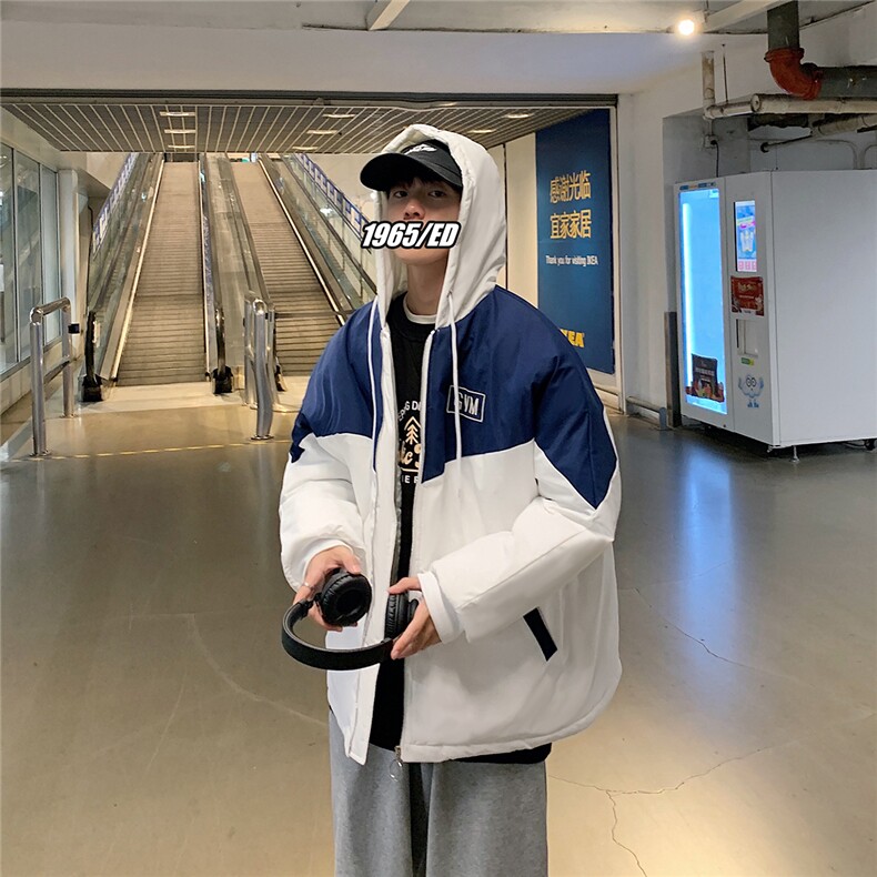 1港风情侣连帽宽松休闲拉链时尚大码M-5XL棉服外套男7786P60控98,男装棉衣,星座226-2