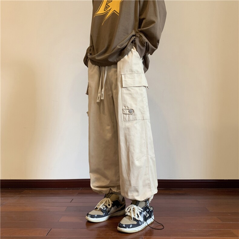新品秋冬美式工装裤子男潮牌直筒宽松阔腿裤束脚休闲裤KZ3001-P50,男装工装外套,星座222-7