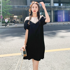 182-8396-P115-K168--法式拼接撞色连衣裙，女装连衣裙，帛香坊