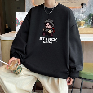 已注册港风直播抖音得物高品质重磅菠萝格圆领宽松男卫衣W2032P40图片