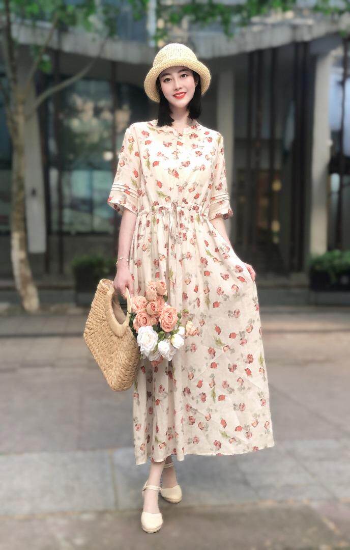 纯苎连衣裙小衫裤子裙子衬衣 时尚风 风淑女风休闲风，女装连衣裙，川哲