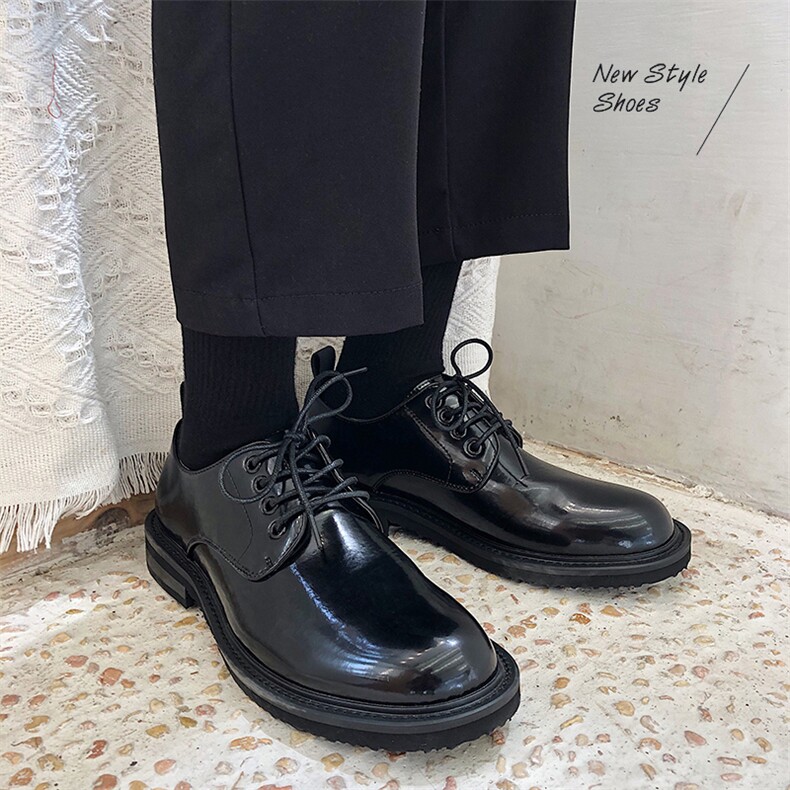 四季款！韩国chic气质厚底亮面百搭小皮鞋男低帮鞋B253-252-P95,男鞋休闲鞋,星座814A（原电商B253）