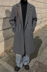 冬季新款毛呢高品质380g大衣长款男宽松风衣外套J5278-特P90控158，男装风衣，电商A001