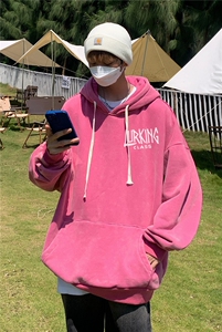 加绒新款港风宽松连帽套头卫衣X5668-常规P70控88-加绒P80控98图片