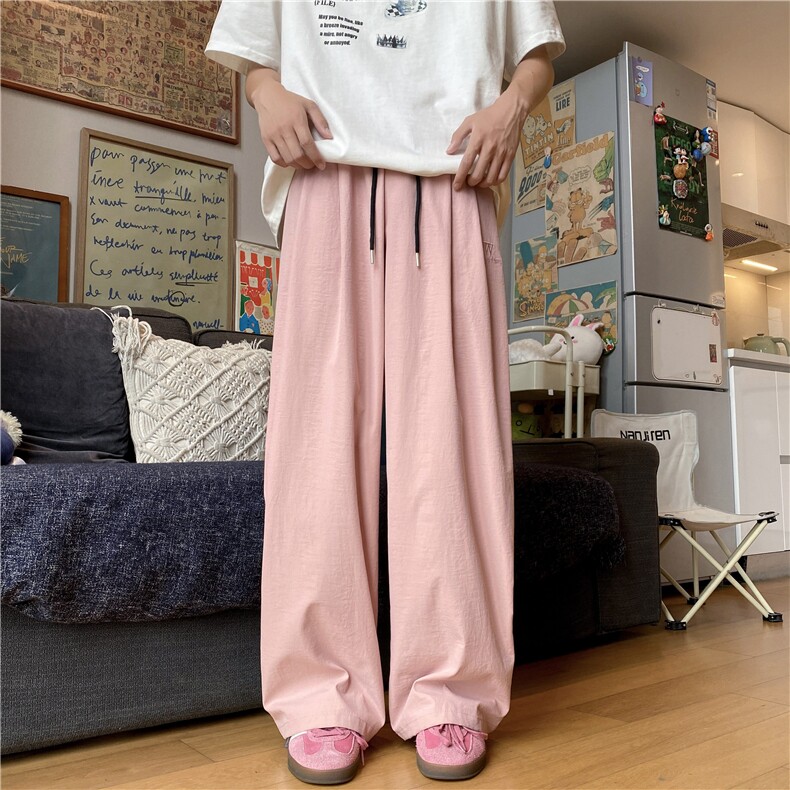 抖音品质夏季新款简约字母刺绣宽松休闲裤B315-K24162-特p35,男装休闲裤,电商B315