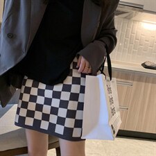 棋盘格半裙，女装半身裙，XTZ style