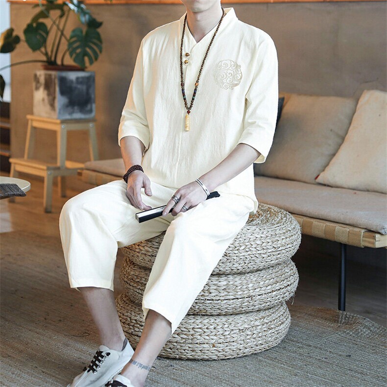 2025夏季新款休闲裤中袖套装风长裤套装星座1512-TZ09-P65,男装休闲裤,星座1512