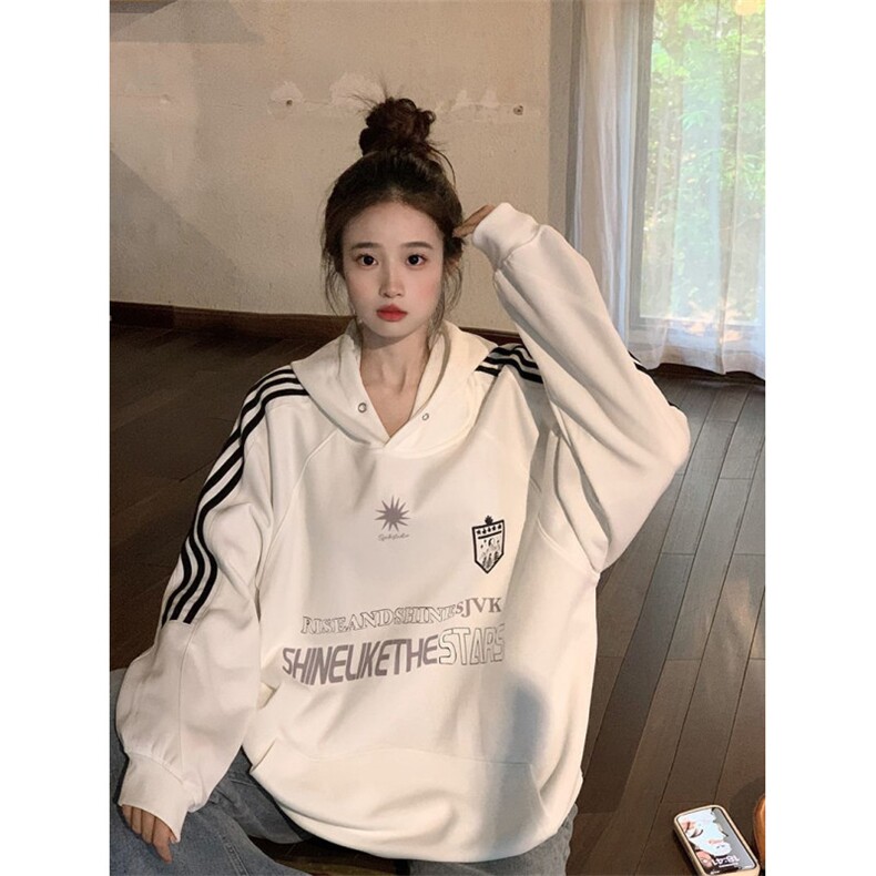 5512-P55新款潮口袋条纹印花情侣装连帽韩版上衣薄款，女装卫衣/绒衫，星座617A-2