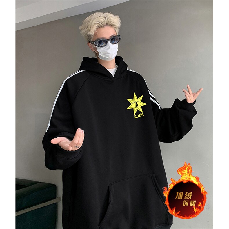 抖音得物供货提供视频秋冬重磅美式宽松织带连帽卫衣0410,男装卫衣,电商A486