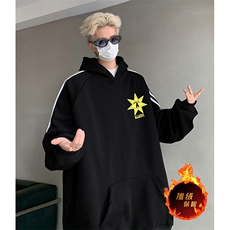 抖音得物供货提供视频秋冬重磅美式宽松织带连帽卫衣0410，男装卫衣，电商A486