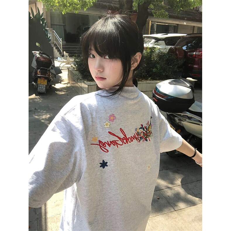 万针全刺绣工艺抖音得物高品质260克重磅纯棉双纱美式高街短袖T恤,男装T恤,电商A486