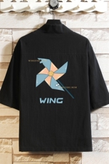 HF59112-P40风汉服男开衫外套七分袖道袍砖墙挂拍，男装民族服装，电商A040A