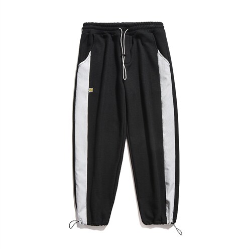 2025冬季新款华夫格撞色休闲裤加厚保暖灯芯绒卫裤黑 GK60-P50图片