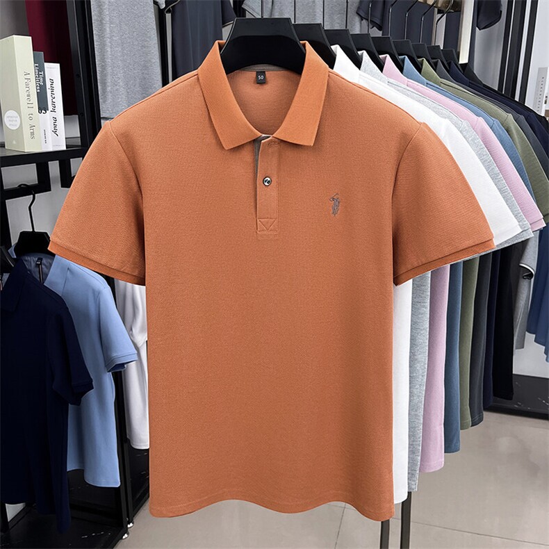 夏季纯棉短袖刺绣翻领POLO衫男T恤潮流品质上衣体恤男装,男装Polo衫,钱塘6003（原4033）