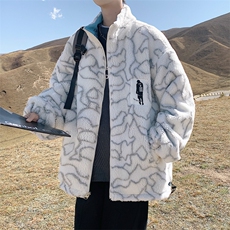 特P75限秋冬款两面穿立领外套男宽松加厚棉服休闲羊羔毛棉衣YG01，男装棉衣，电商B370