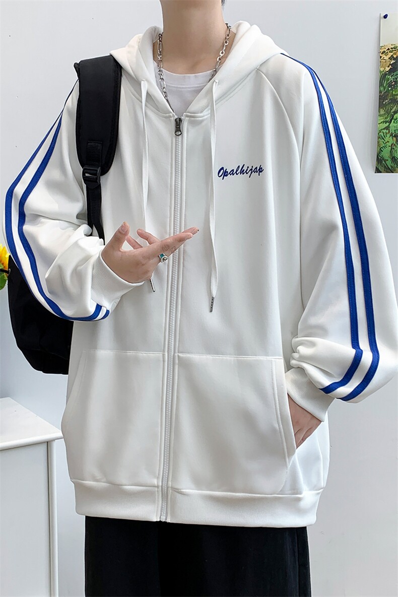 高品质新款春秋季开衫连帽卫衣男潮宽松青少年休闲ins外套WY01P58,男装卫衣,电商A086