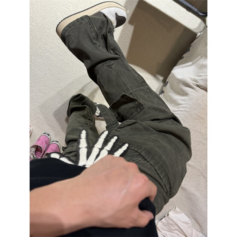 【有货】军绿色绑带工装裤男潮牌美式高街vibe裤子直筒D713LL-P60,男装工装外套,星座1007（原301D）