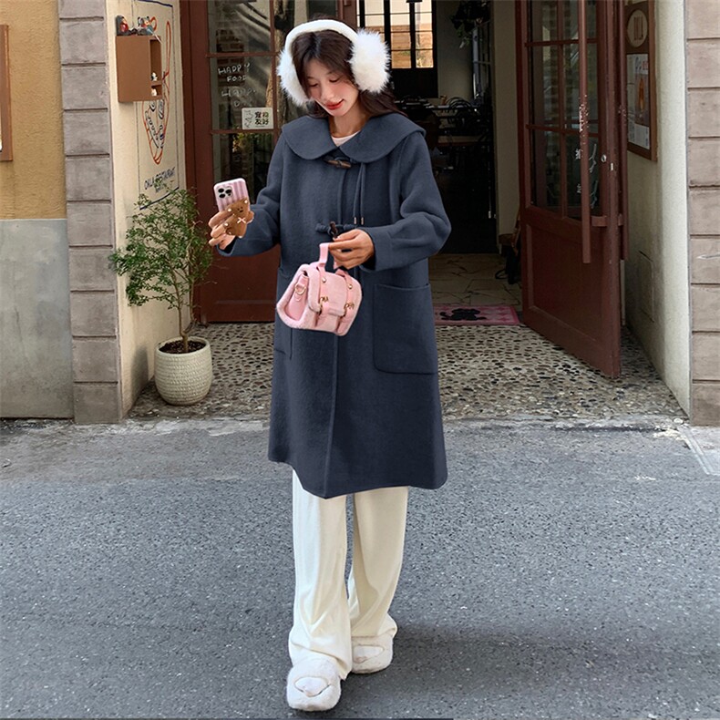 时尚女装中长款翻领双面呢大衣羊毛羊绒保暖显瘦外套，女装双面呢大衣，天使之佳话