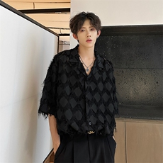 现货流苏纯色百搭潮男衬衫A071-C86-P45，男装衬衫，电商A071