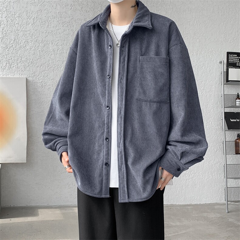 8XL-M加绒灯芯绒衬衫大码复古秋冬保暖上衣外套CS9001/P58加绒68,男装衬衫,电商B238