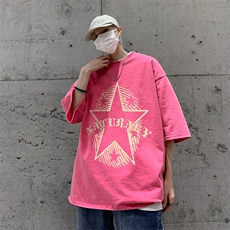 美式水洗高街做旧蜡染潮牌宽松短袖t恤复古517A-2-SX215-P35，男装T恤，星座517A-2
