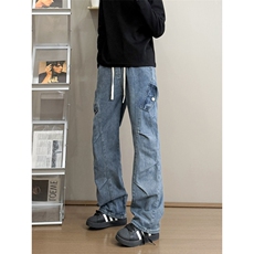 高品质B221美式ins高街暗黑宽松工装牛仔裤LK24340-P65控88，男装牛仔裤，电商B221