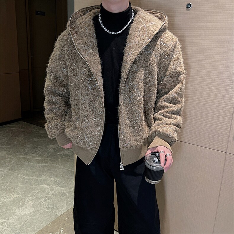 冬季高端美式夹棉加厚连帽夹克男休闲情侣拉链棉服外套男M156P165,男装夹克,电商B267