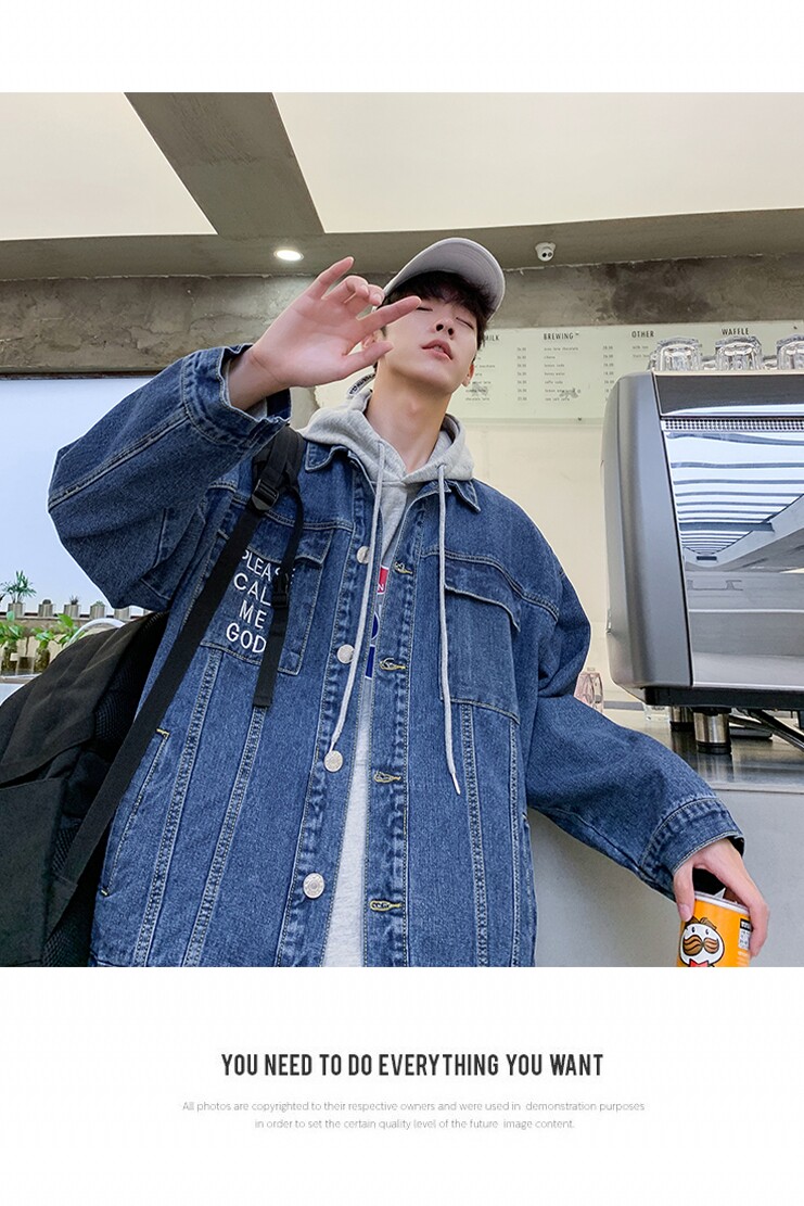 2021春季港风牛仔夹克男韩版工装牛仔上衣简约百搭外套J/,男装夹克,电商D202