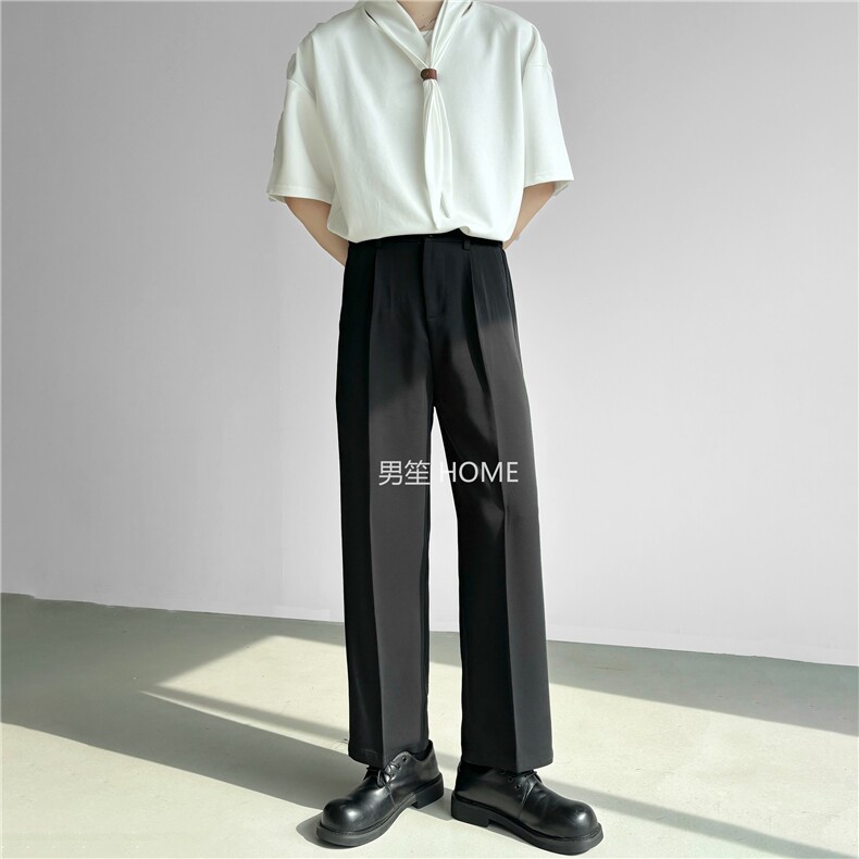男笙HOME2025春夏季高腰直筒西裤男高级感痞帅九分休闲宽松西装裤,男装西裤,星座1210-1