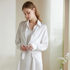 气质优雅丝光系带衬衫，女装衬衫，澳冬特羊绒