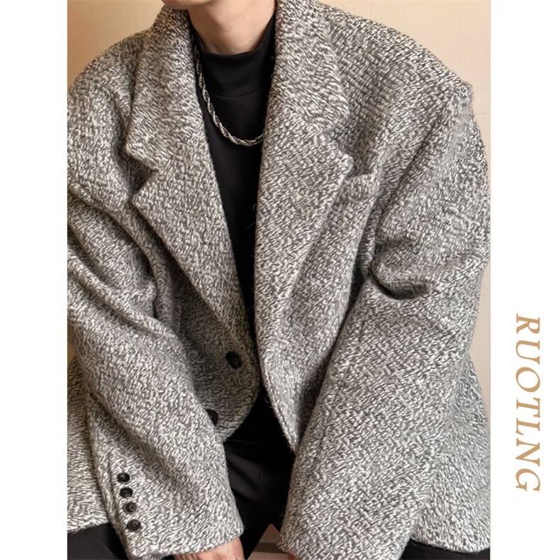 现货-秋冬潮牌羊毛呢垫肩西装外套男时尚呢子夹克-AJ23121-P155,男装毛呢大衣,电商A351