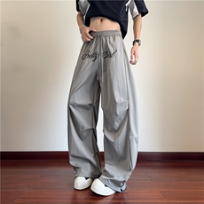 夏季新款美式字母褶皱弯刀宽松伞兵休闲裤B315-K25520-特p35控68，男装休闲裤，电商B315