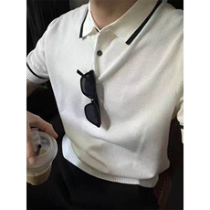 网T-2026新品针织毛衣短袖T恤凉感POLO衫T恤条纹打底衫WK52-P40，男装T恤，星座610B-1