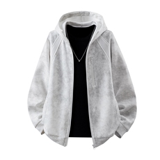 1可二开脏脏灰扎染罗纹拼接运动修身大码M-5XL夹克JK78077P75控，男装夹克，星座226-2