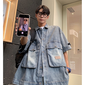S1014-P56日系复古高品质牛仔衬衫图片