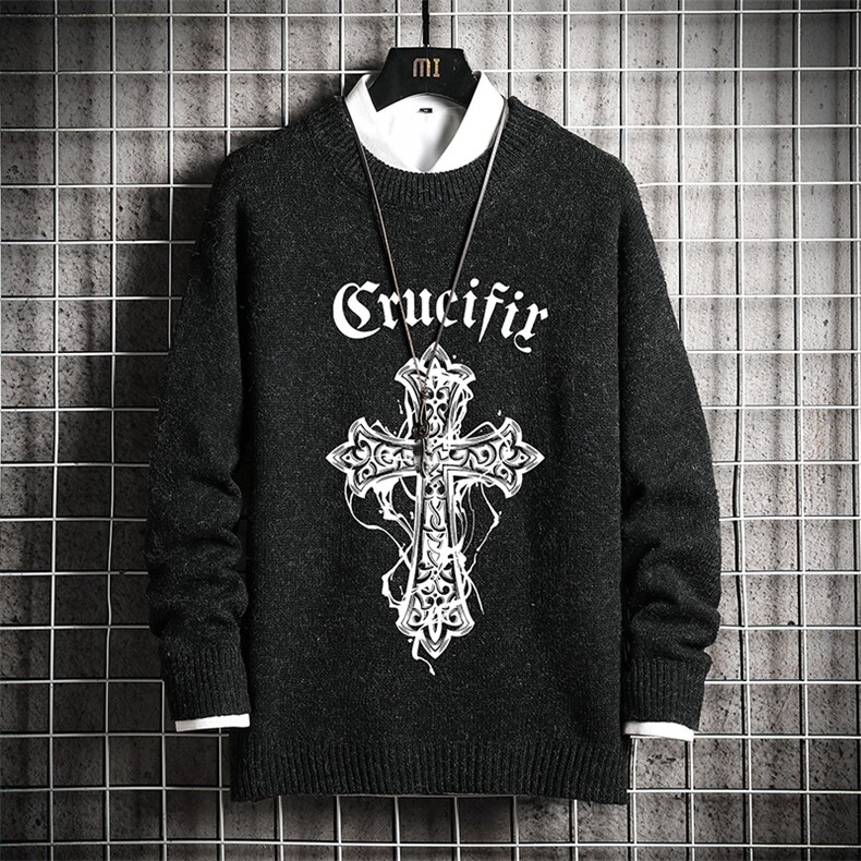 加厚加绒毛衣男大码毛线衣男针织衫 M19268-P45 加绒款-P65 网格图片
