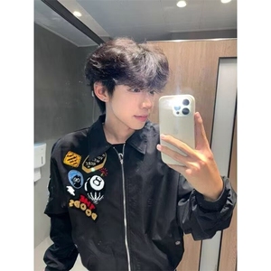 美式街头徽章字母刺绣棒球服男2025年外套男女宽松加厚高街夹克图片