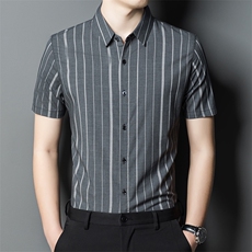 AFzc2709钱塘2020-3夏季时尚休闲条纹短袖衬衫高品质P78，男装衬衫，钱塘207-3
