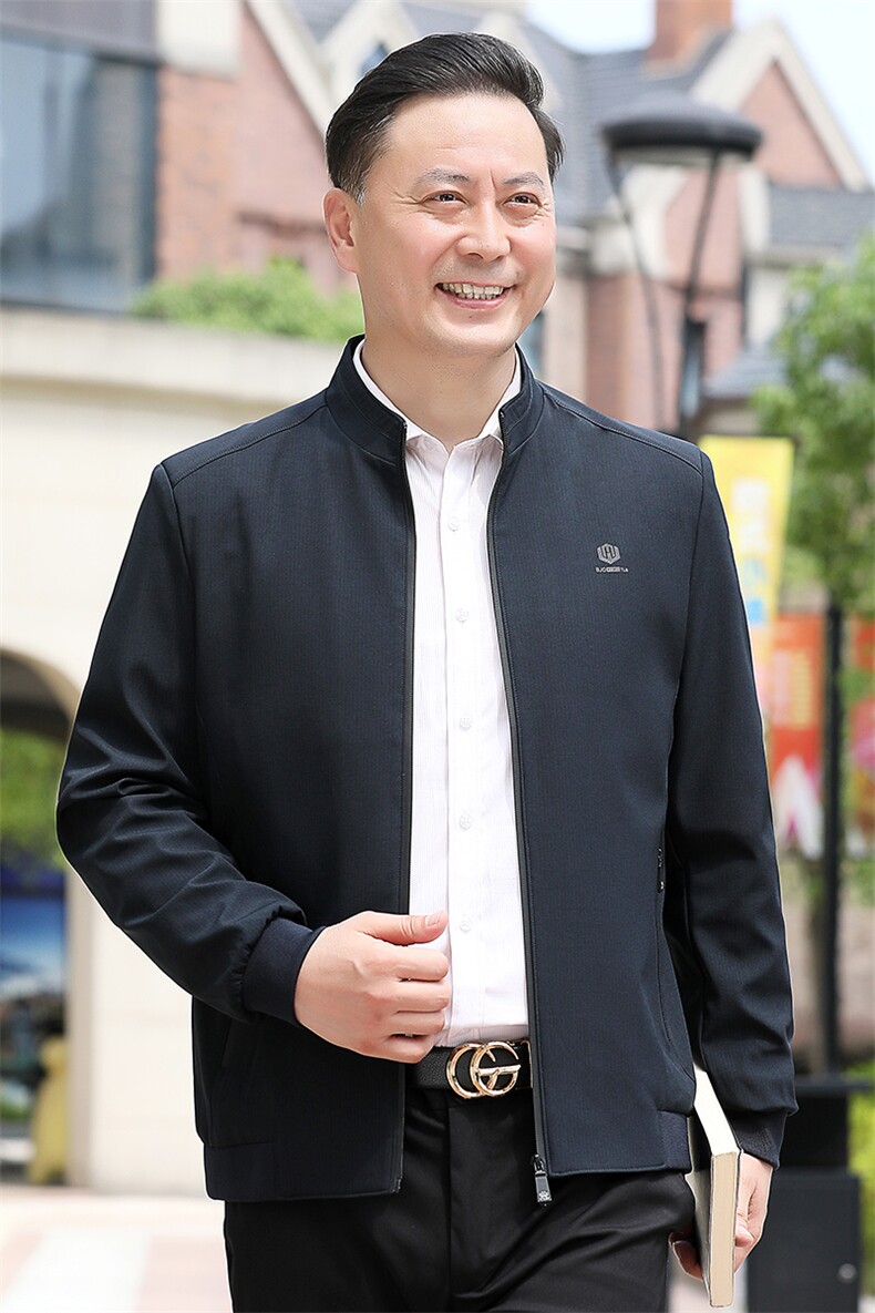 B-N9959男士2023年秋季新款长袖中老年休闲拉链夹克立领潮流P73,男装夹克,电商B360