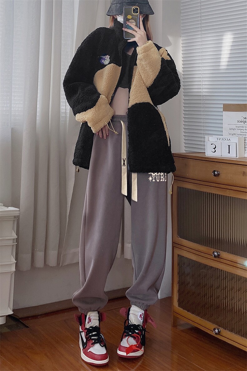 中性秋冬休闲宽松印花卫裤长裤男女美潮A6603P50控68加绒P60,男装休闲裤,电商A268