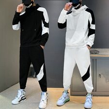 秋季新款卫衣套装男连帽青少年套头宽松休闲两件套DS953T，男装卫衣，电商A102